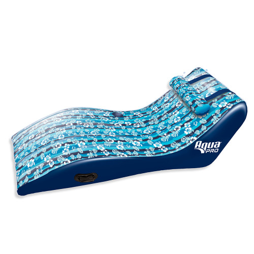 Aqua Leisure Ultra Cushioned Comfort Lounge Hawaiian Wave Print w\/Adjustable Pillow [APL17014S2]