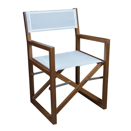 Whitecap Directors Chair w\/White Batyline Fabric - Teak [63061]