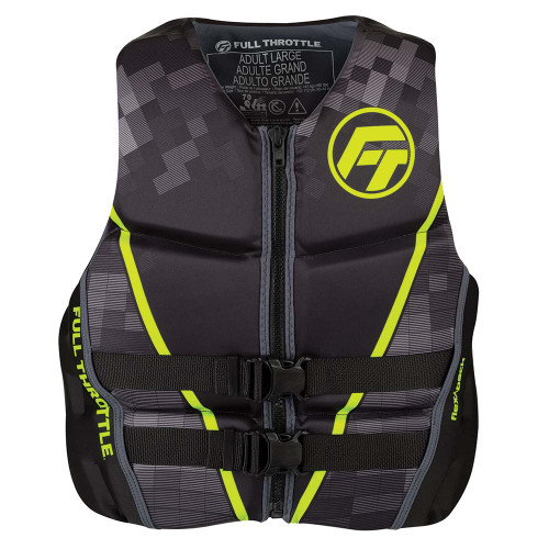 Full Throttle Mens Rapid-Dry Flex-Back Life Jacket - M - Black\/Green [142500-400-030-22]