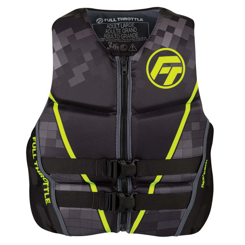 Full Throttle Mens Rapid-Dry Flex-Back Life Jacket - XL - Black\/Green [142500-400-050-22]