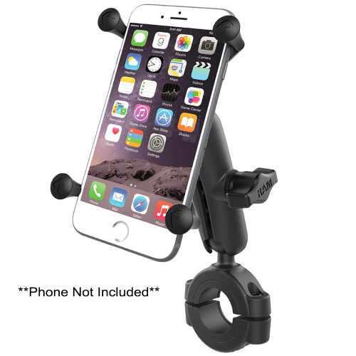 RAM Mount RAM Torque 1 1\/8" - 1 1\/2" Diameter Handlebar\/Rail Base with 1" Ball, Medium Arm and X-Grip for Larger Phones [RAM-B-408-112-15-UN10U]