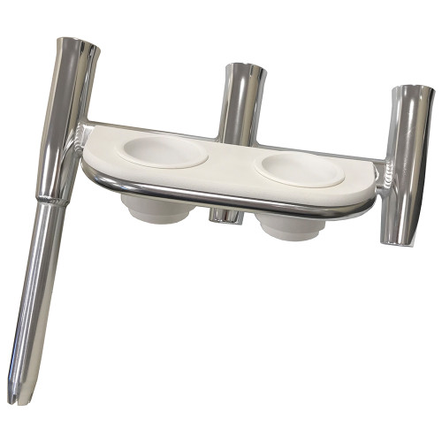 Tigress Offset Triple Rod Holder w\/Cup Holders - Starboard Side - Polished Aluminum [88148-1]