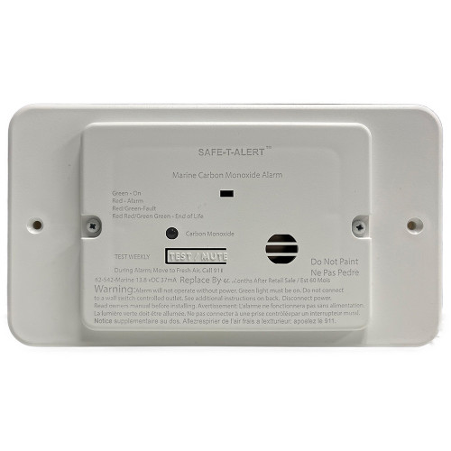 Safe-T-Alert 62 Series Marine Carbon Monoxide - Flush Mount - White - 12V w\/Trim Ring [62-542-TR-WT-M]