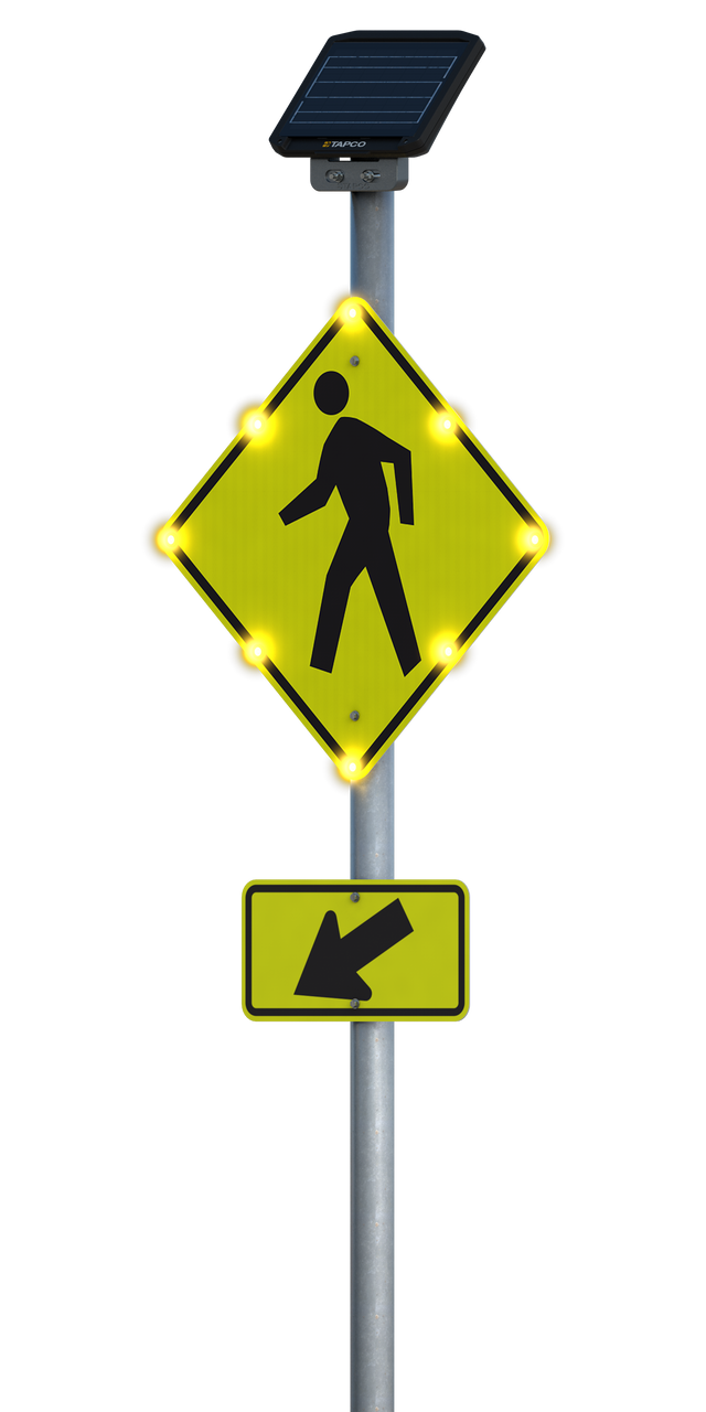 Onderhoud decaan Misbruik 24/7 BlinkerSign® Flashing LED Pedestrian Crosswalk (Symbol) Sign W11-2 w/13W  TOP Solar Cabinet - TAPCO - Traffic and Parking Control Co., Inc.
