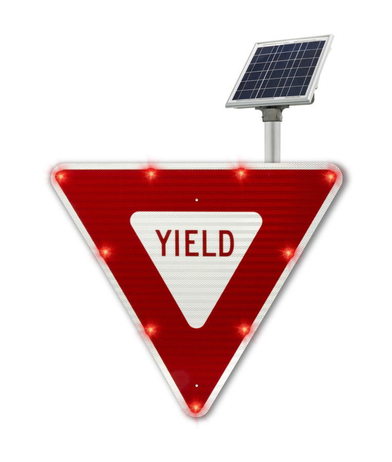 Data Led Yield Sign BlinkerSign® Flashing LED YIELD Sign R1-2 - Intersection Conflict ...