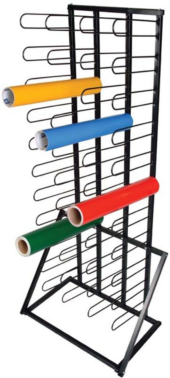 Heavy-Duty Vinyl 44-Roll Floor Rack