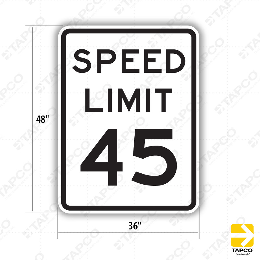 【Rakutao公式アカウント01 】BLACK SIGN ヘビーウェイト SPEED LIMIT 45 Sign R2-1 - Speed Limit Enforcement Signs | TAPCO