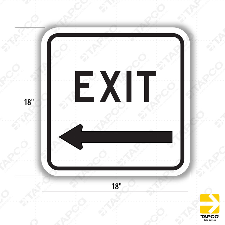 EXIT with Left Arrow Sign D-17L - Lane Control Signs | TAPCO