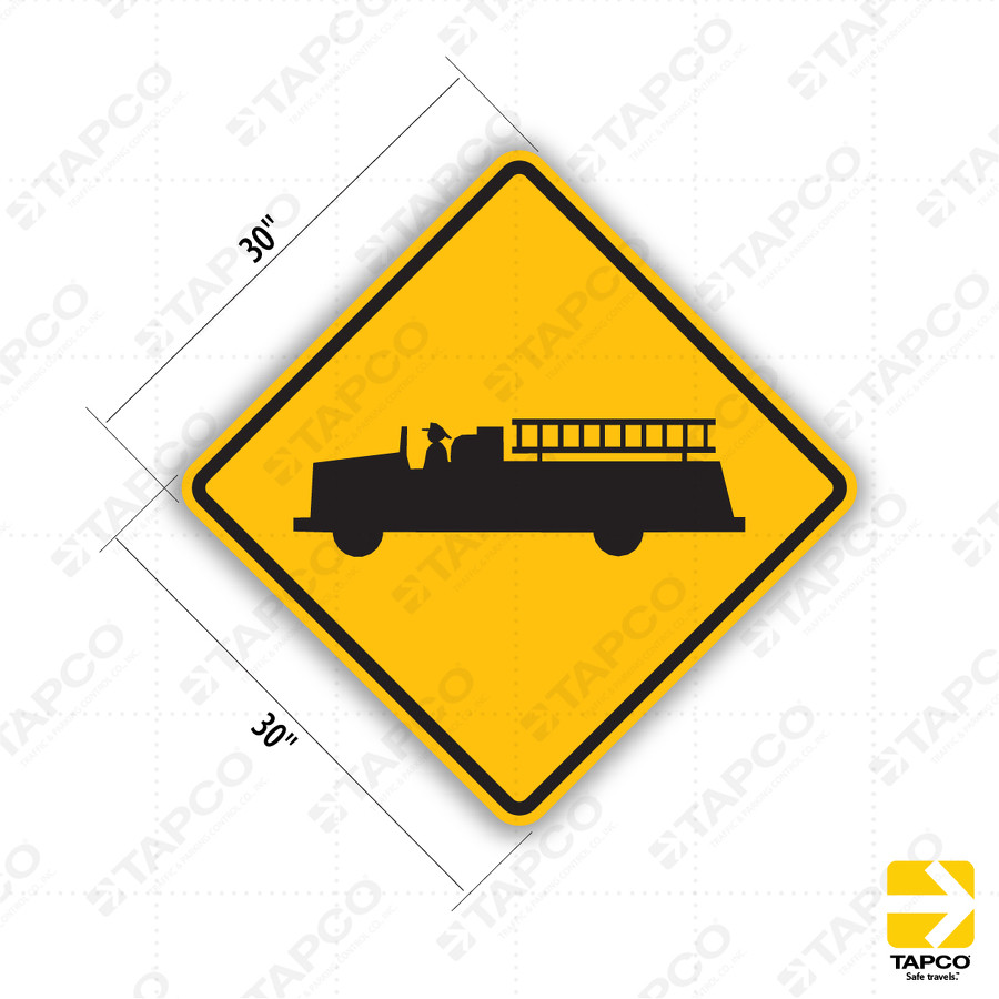 monkey様　ギィ•デサップ[秋雨を行く馬車] 8号　サイン有り Fire Truck (Symbol) Sign W11-8 - Standard Traffic Signs | TAPCO