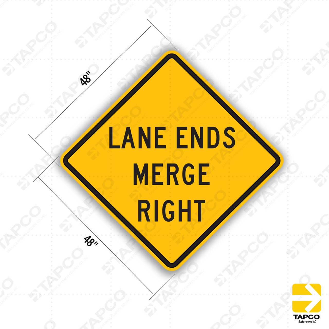 LANE ENDS MERGE RIGHT Sign W9-2R