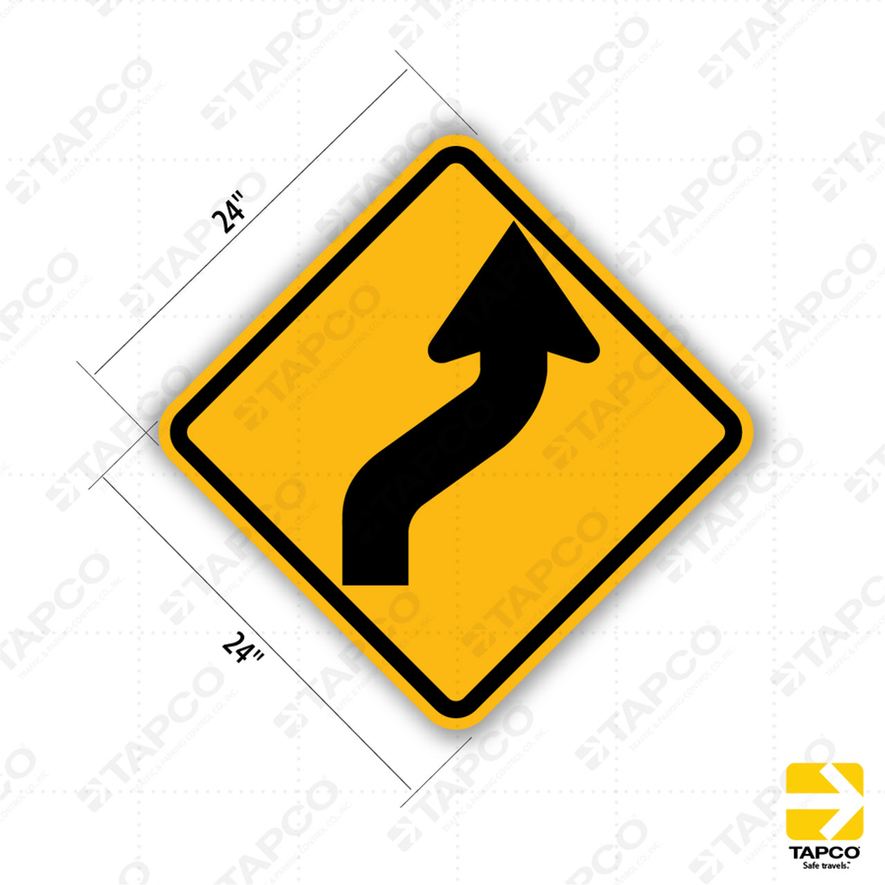 Right Curve Arrow (Symbol) Sign W1-4R - Standard Traffic