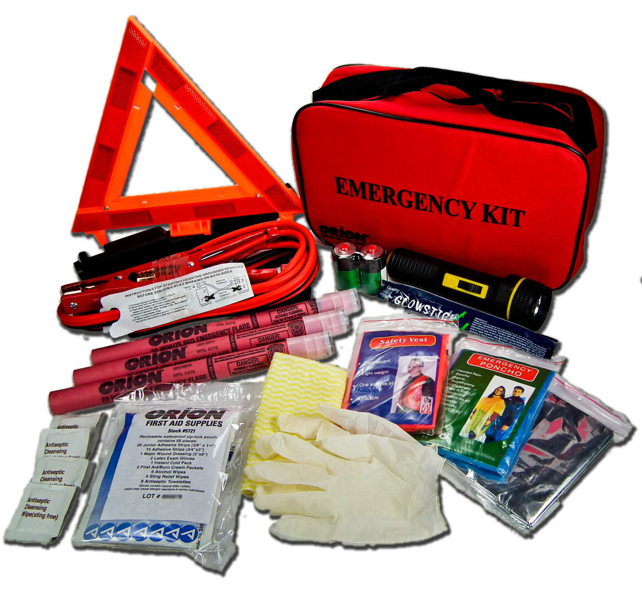 Deluxe Roadside Emergency Kit with Road Flares Emergency Response