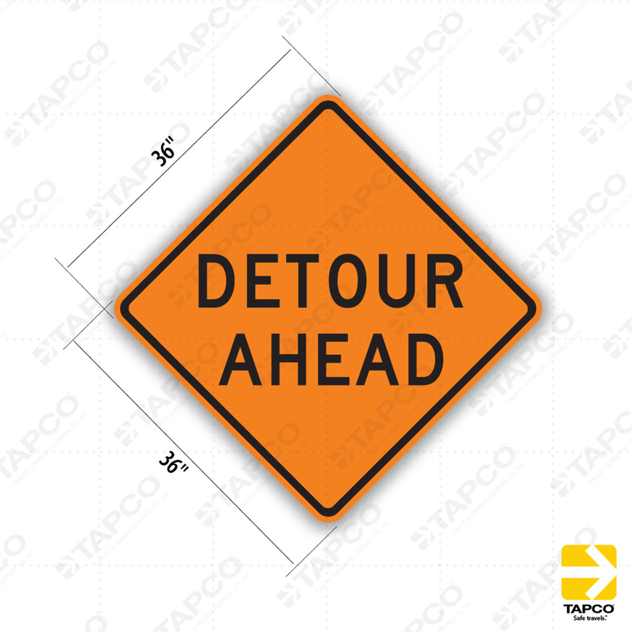 DETOUR AHEAD Sign W20-2 - Orange Construction Signs | TAPCO