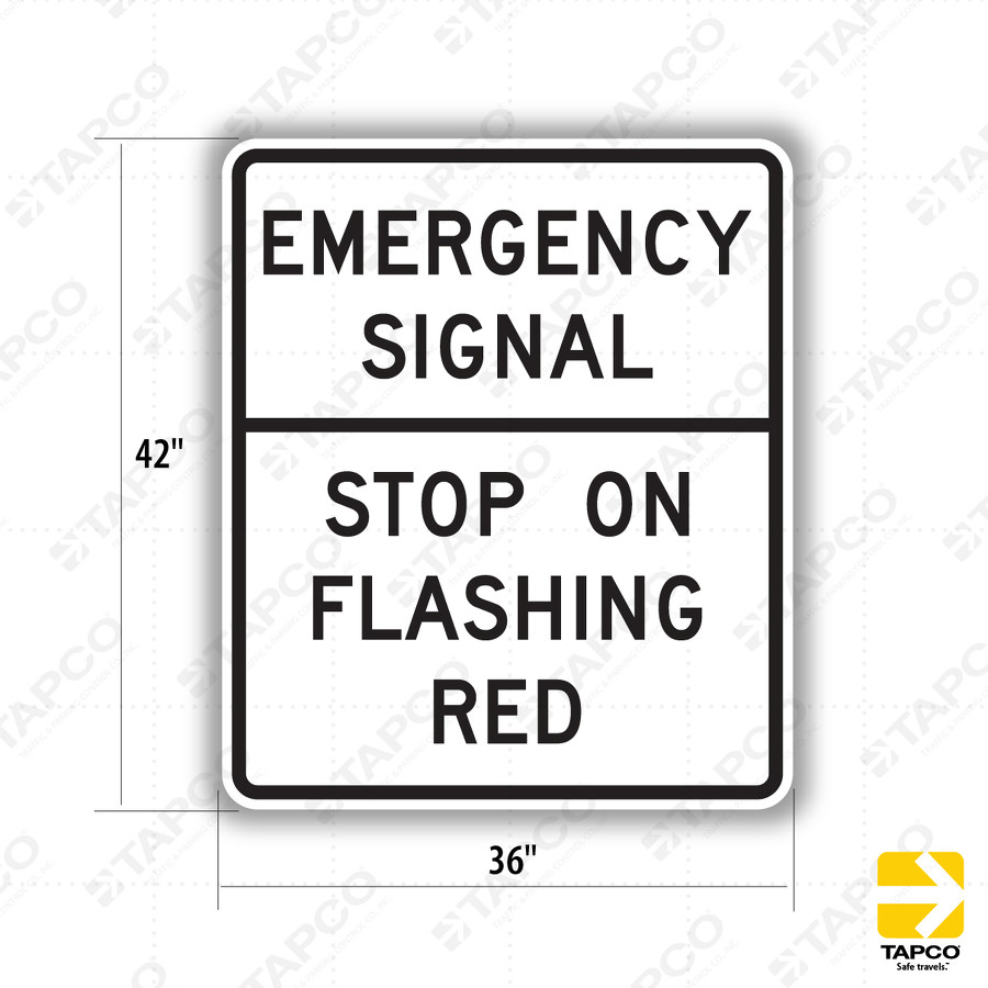 R10-14 EMERGENCY SIGNAL - STOP ON FLASHING RED Sign - Intersection