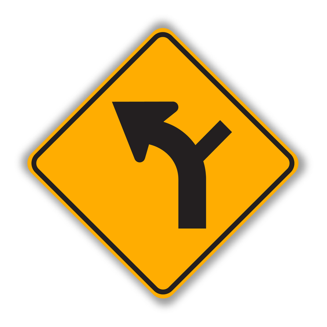 W1-10L LEFT CURVE WITH INTERSECTION (symbol) Sign - Curve Warning