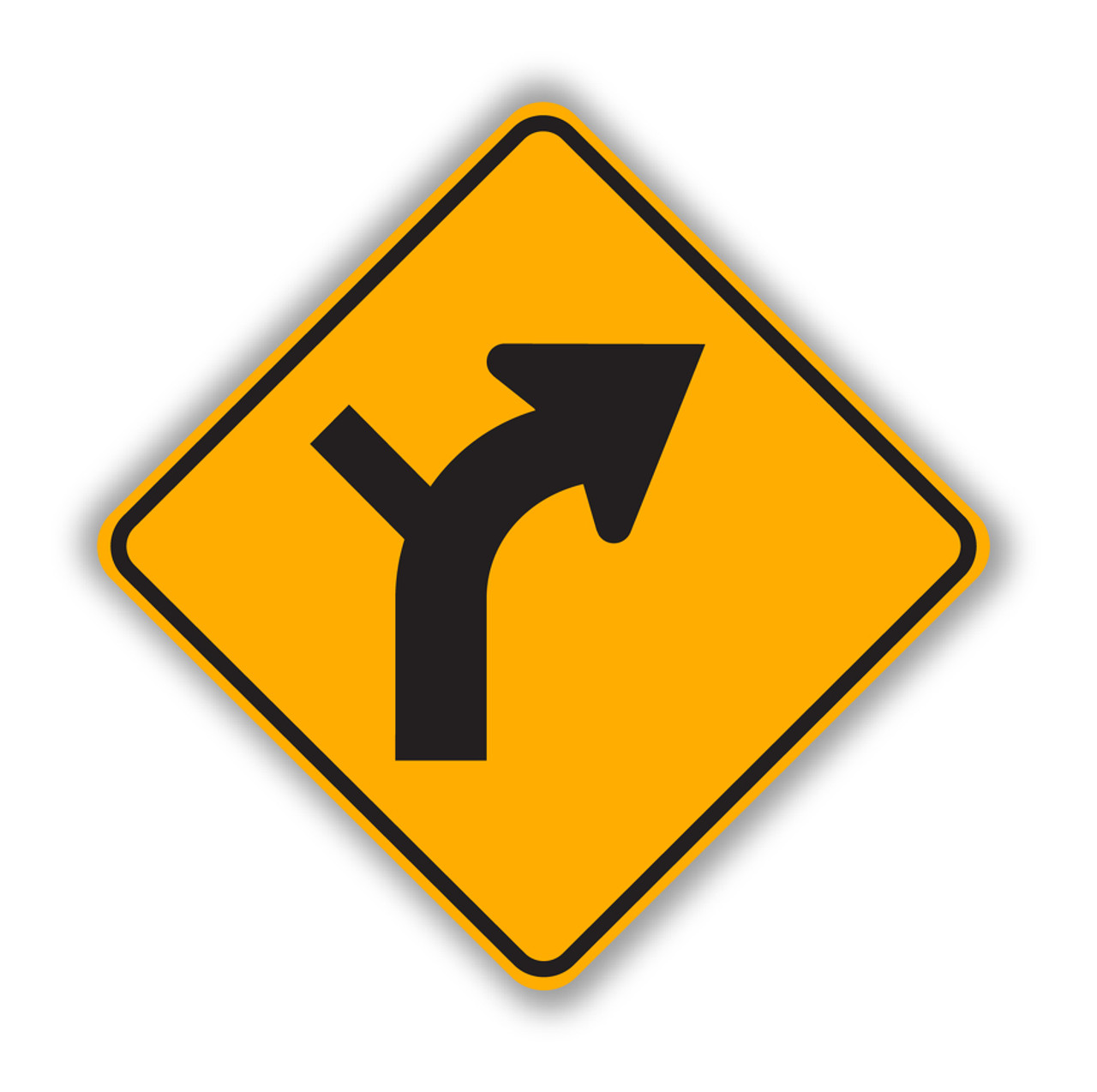 W1-10R RIGHT CURVE WITH INTERSECTION (symbol) Sign - Curve Warning