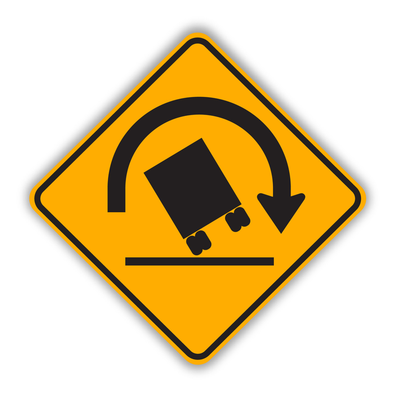 W1-13 TRUCK ROLLOVER (symbol) Sign - Curve Warning Signs | TAPCO