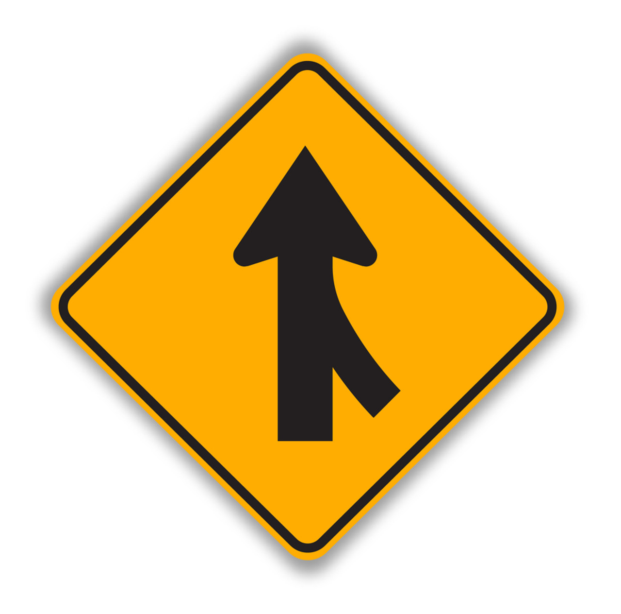 a merging traffic sign warns you