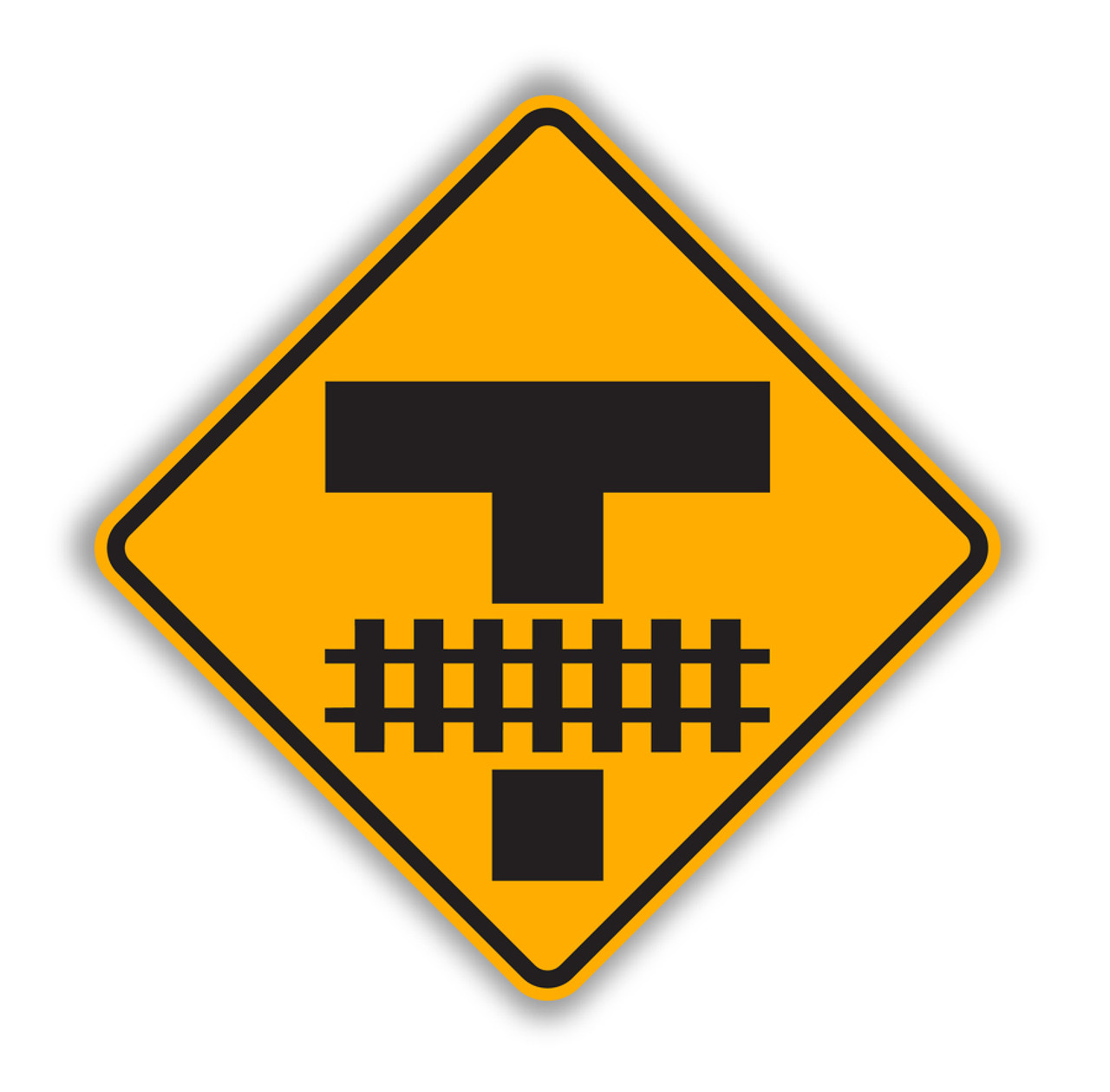 W10-11 100 FT BETWEEN TRACKS AND HIGHWAY (symbol) Sign