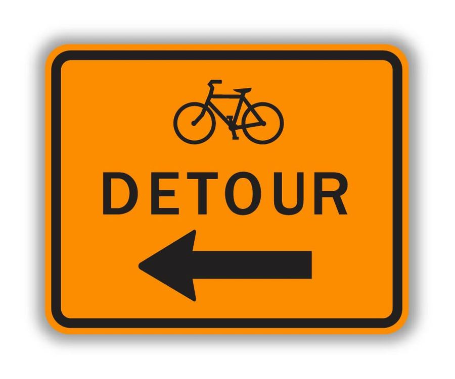 USA標識看板　DETOUR M4-9c DETOUR (Bicycle Symbol) Sign - Orange Construction Signs | TAPCO