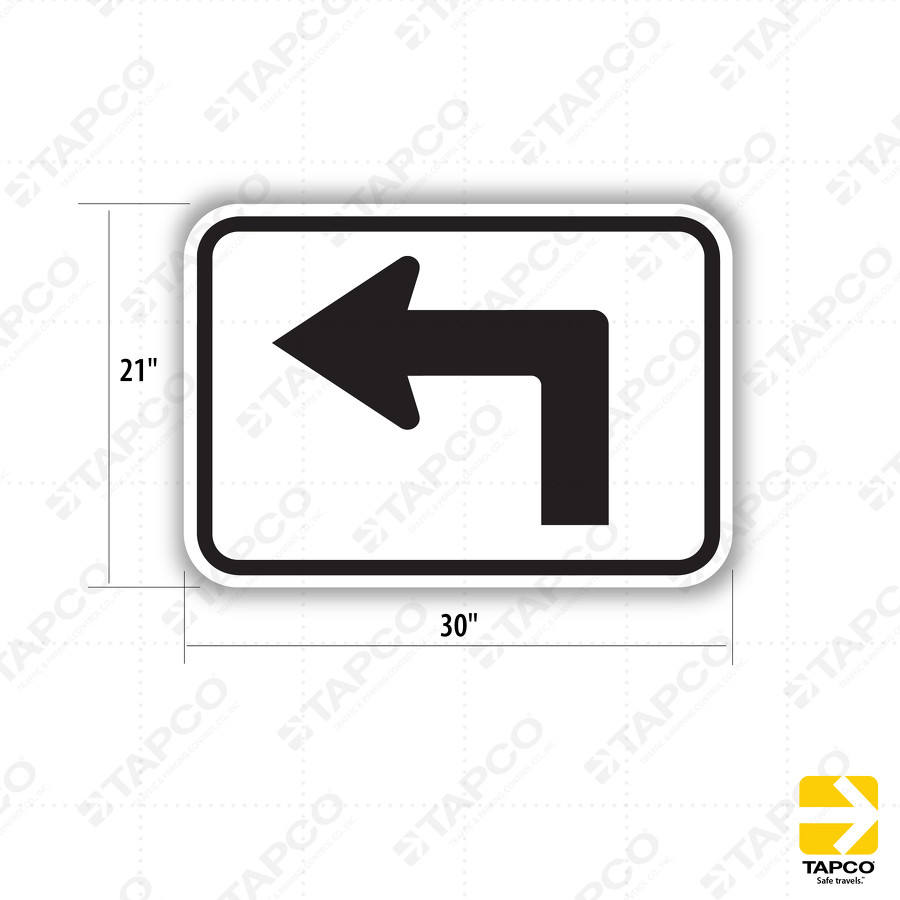 ① うぱこ　454570 M5-1 Advance Turn Arrow (Left) Sign - Auxiliary Signs | TAPCO