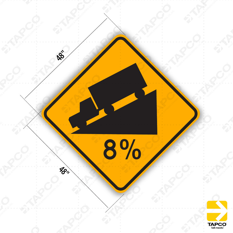 ハイドロ　ブロック、チェック、スロー、フィッティング等 W7-1a HILL with GRADE (specify) Sign - Road Conditions Signs | TAPCO
