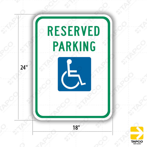 RESERVED PARKING with ADA Handicap (Symbol) (no arrow) Sign R7-8 - ADA ...