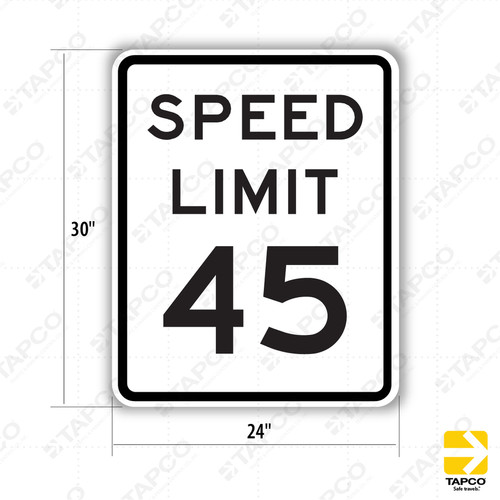 SPEED LIMIT 45 Sign R2-1 - Speed Limit Enforcement Signs | TAPCO