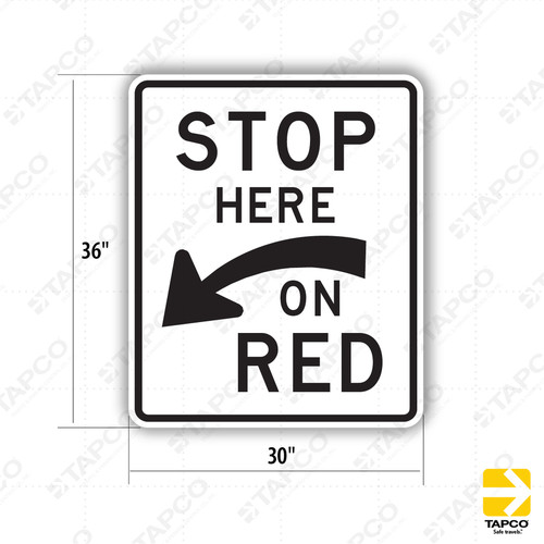 STOP HERE (left arrow) ON RED Sign R10-6aL - Lane Control Signs