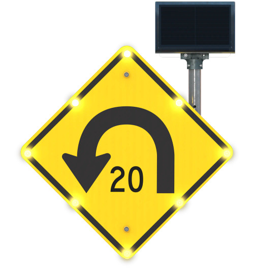 Flashing LED Curve Ahead Warning BlinkerSign® Flashing LED Curve Ahead Warning BlinkerSign®