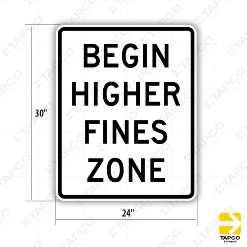 R2-10 BEGIN DOUBLE FINES ZONE SIGN - Speed Limit Enforcement Signs