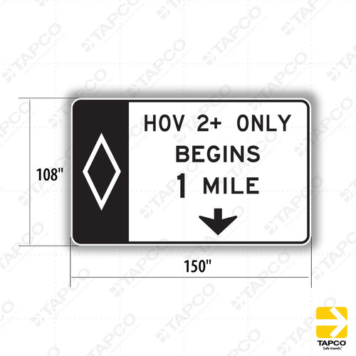 R3-14b HOV 2+ ONLY Sign - Lane Control Signs | TAPCO