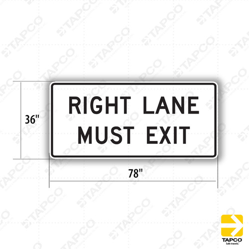 R3-7 RIGHT LANE MUST TURN RIGHT Sign - Lane Control Signs | TAPCO