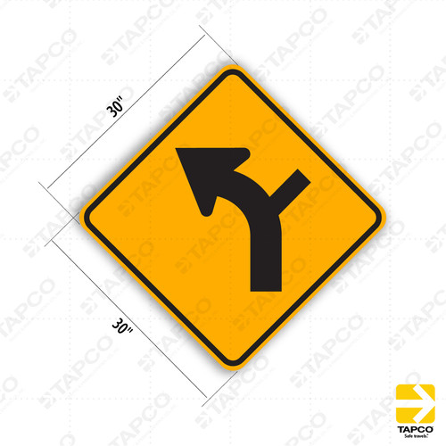 W1-10L LEFT CURVE WITH INTERSECTION (symbol) Sign - Curve Warning