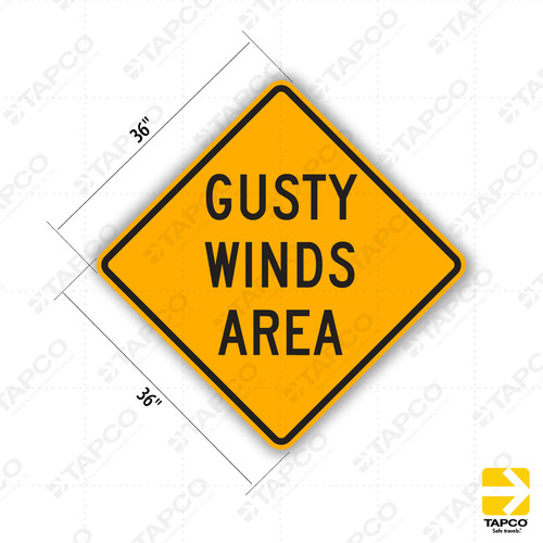 Going my way! SSP サイン 五等分 43-EY0625-28C W8-21 GUSTY WINDS AREA Sign - Road Conditions Signs | TAPCO
