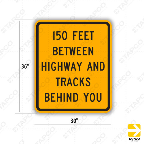 ⑦ 道楽　dowluck W10-11a 100 FT BETWEEN TRACKS AND HIGHWAY Sign - Railroad