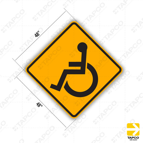 W11-9 HANDICAPPED CROSSING (symbol) Sign - Nonvehicular Warning
