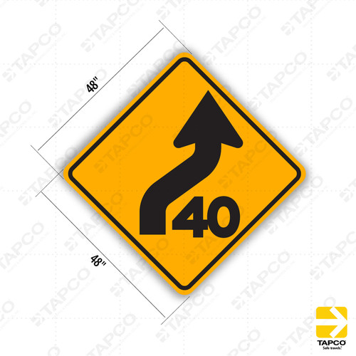 W4-18 (CA) Combination Curve with Advisory Speed (specify speed