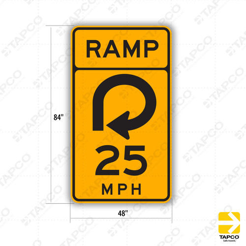 W13-7 ADVISORY RAMP SPEED (specify amount)(symbol) MPH Sign