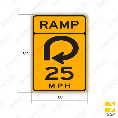 W13-7 ADVISORY RAMP SPEED (specify amount)(symbol) MPH Sign