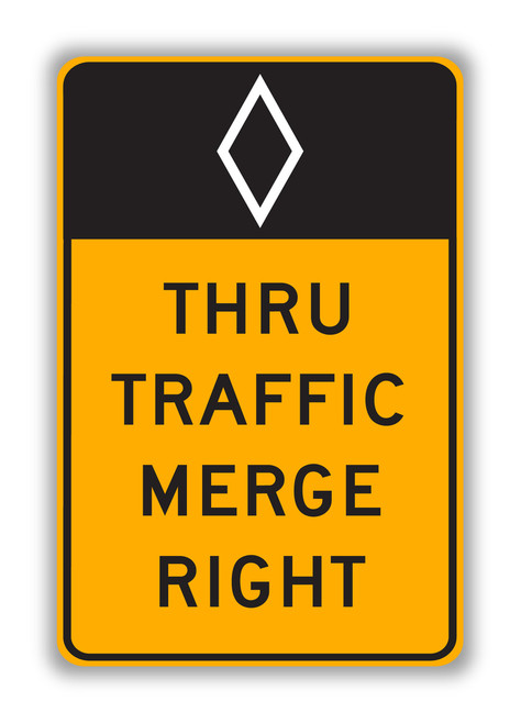 W74-1 (CA) HOV THRU TRAFFIC MERGE RIGHT/LEFT (Specify) Sign