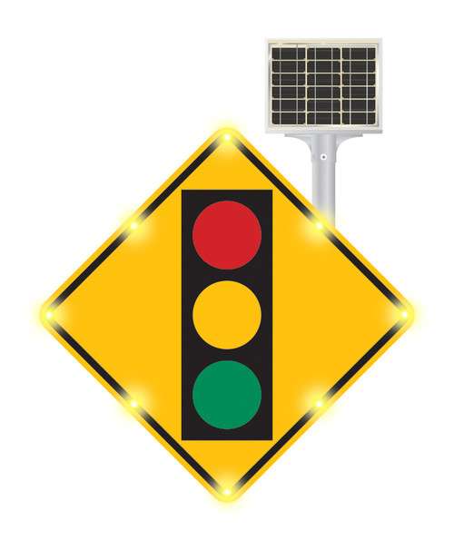 BlinkerSign® Flashing LED Signal Ahead Sign W3-3