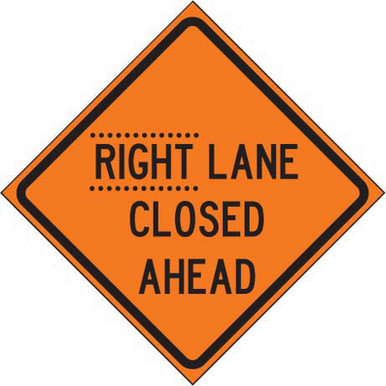 Changeable Roll-up Signface RIGHT LANE CLOSED AHEAD Sign
