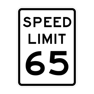 speed limit sign 65