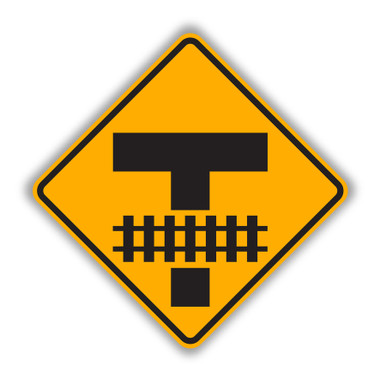⑦ 道楽　dowluck W10-11 100 FT BETWEEN TRACKS AND HIGHWAY (symbol) Sign