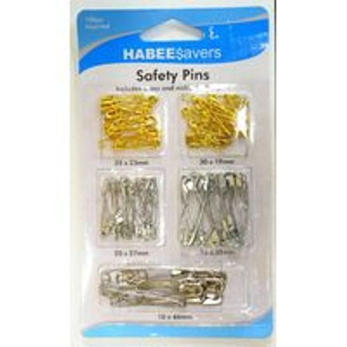 Safety Pins - 100 Pieces Assorted