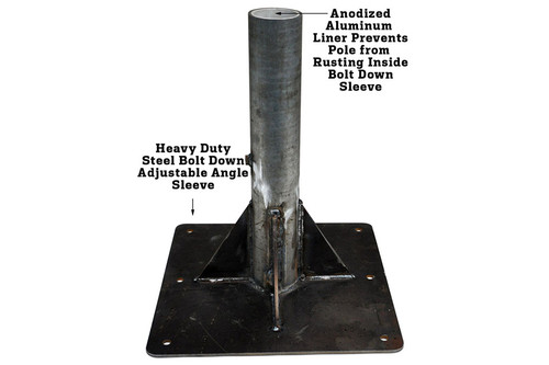 BD-POP-S: Bolt Down POP 3.5 and 3" Sleeve Outdoor Ground Socket (18" Length) (Sand, Grass, Concrete, etc...)
