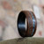 Pitch Wood Inlay Men's Wedding Band with Carbon Fiber Interior