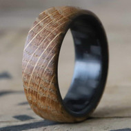 Mesmerize Twill Carbon Fiber and Whiskey Barrel Wood Wedding Band