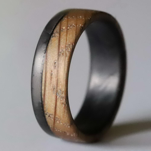 Inspire Carbon Fiber and Whiskey Barrel Wood Wedding Band ...